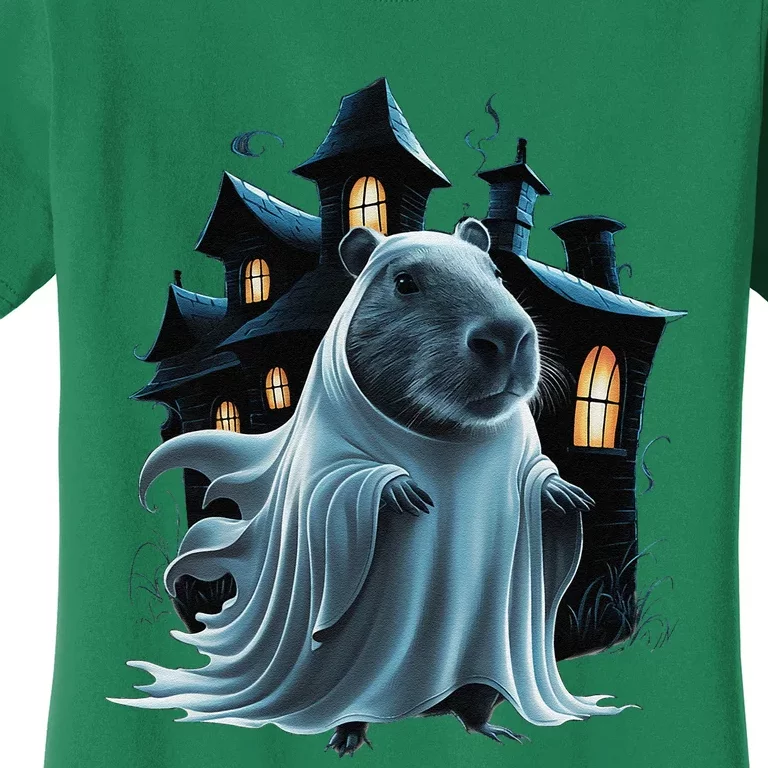 Spooky Capybara Ghost Haunted Halloween House Phantom Women's T-Shirt