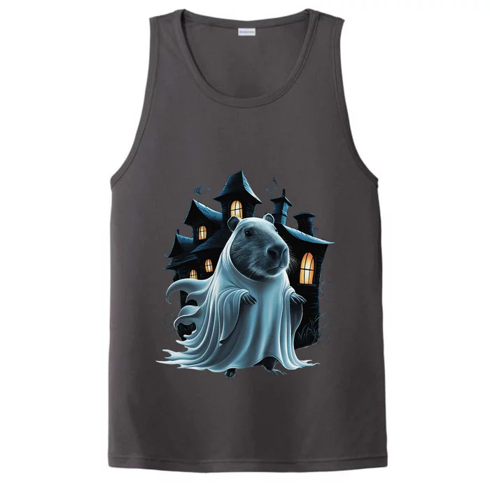 Spooky Capybara Ghost Haunted Halloween House Phantom Performance Tank