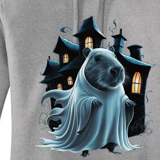 Spooky Capybara Ghost Haunted Halloween House Phantom Women's Pullover Hoodie