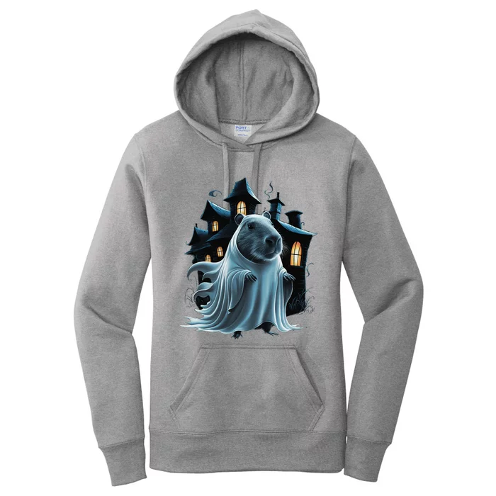 Spooky Capybara Ghost Haunted Halloween House Phantom Women's Pullover Hoodie