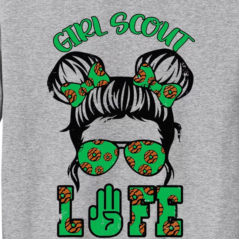 Scout Cookie Girl Troop Leader Kidlife Messy Bun Tall Sweatshirt