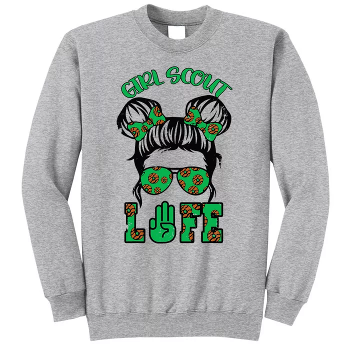 Scout Cookie Girl Troop Leader Kidlife Messy Bun Tall Sweatshirt