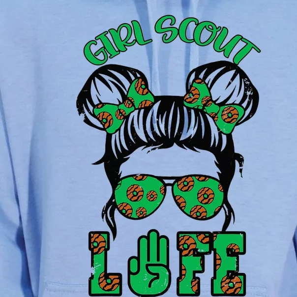 Scout Cookie Girl Troop Leader Kidlife Messy Bun Unisex Surf Hoodie