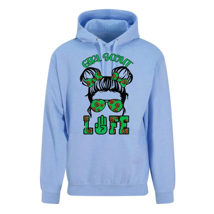 Scout Cookie Girl Troop Leader Kidlife Messy Bun Unisex Surf Hoodie