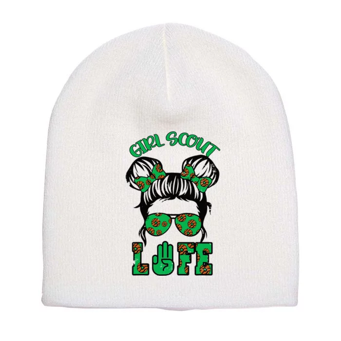 Scout Cookie Girl Troop Leader Kidlife Messy Bun Short Acrylic Beanie