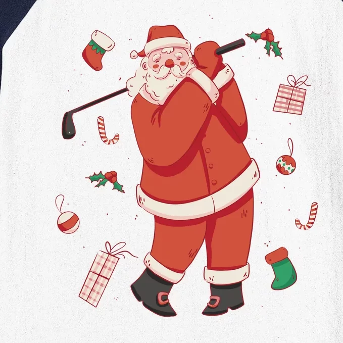 Santa Claus Golf Lover Holiday Baseball Sleeve Shirt