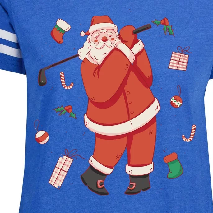 Santa Claus Golf Lover Holiday Enza Ladies Jersey Football T-Shirt