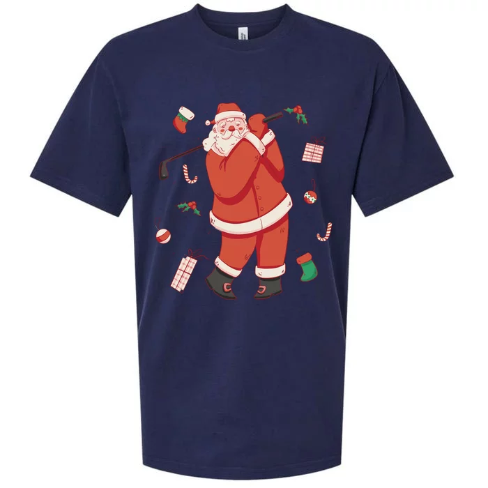 Santa Claus Golf Lover Holiday Sueded Cloud Jersey T-Shirt