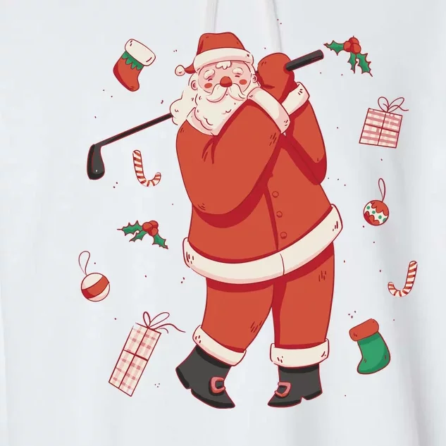 Santa Claus Golf Lover Holiday Garment-Dyed Fleece Hoodie