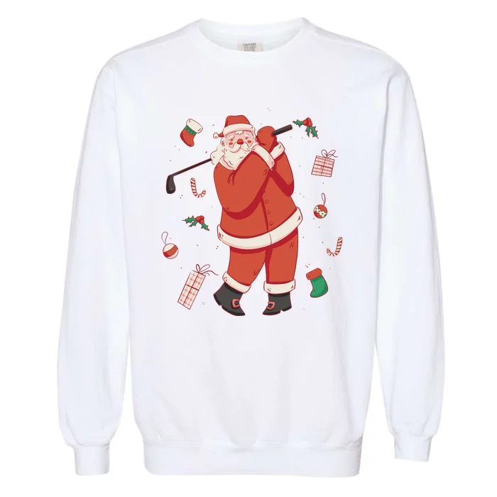 Santa Claus Golf Lover Holiday Garment-Dyed Sweatshirt