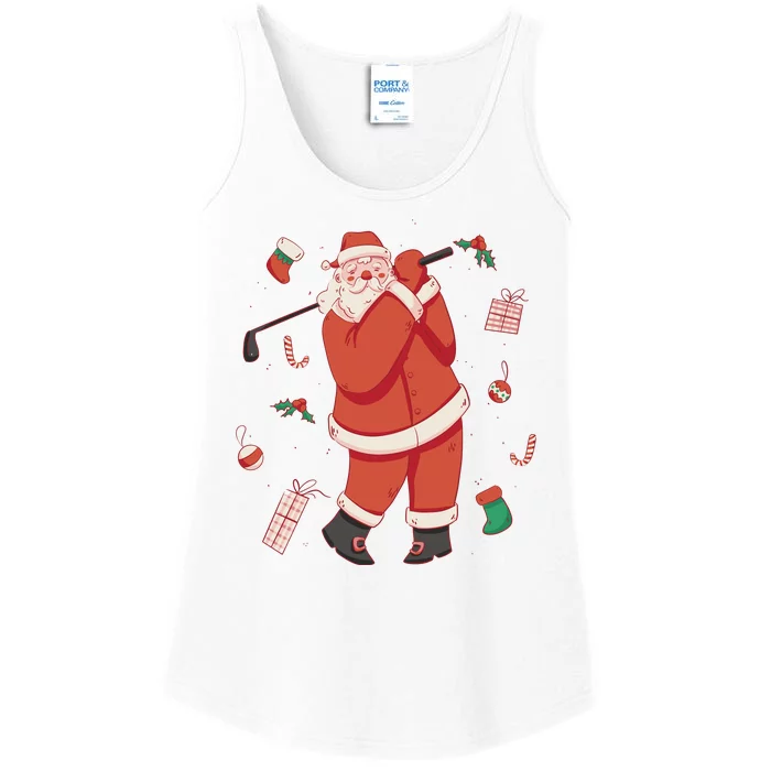 Santa Claus Golf Lover Holiday Ladies Essential Tank