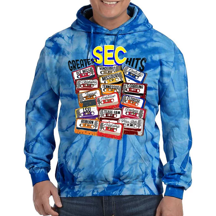 Sec Conference Greatest Hits College Football Game Day Cassette Tape Tie Dye Hoodie