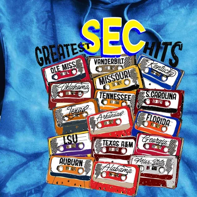 Sec Conference Greatest Hits College Football Game Day Cassette Tape Tie Dye Hoodie