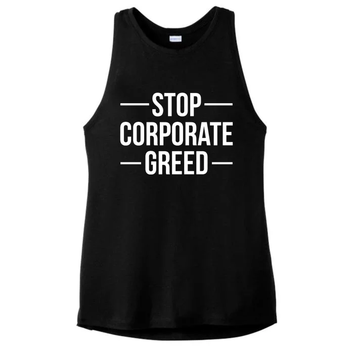 Stop Corporate Greed Heath Workers Strike Ladies Tri-Blend Wicking Tank