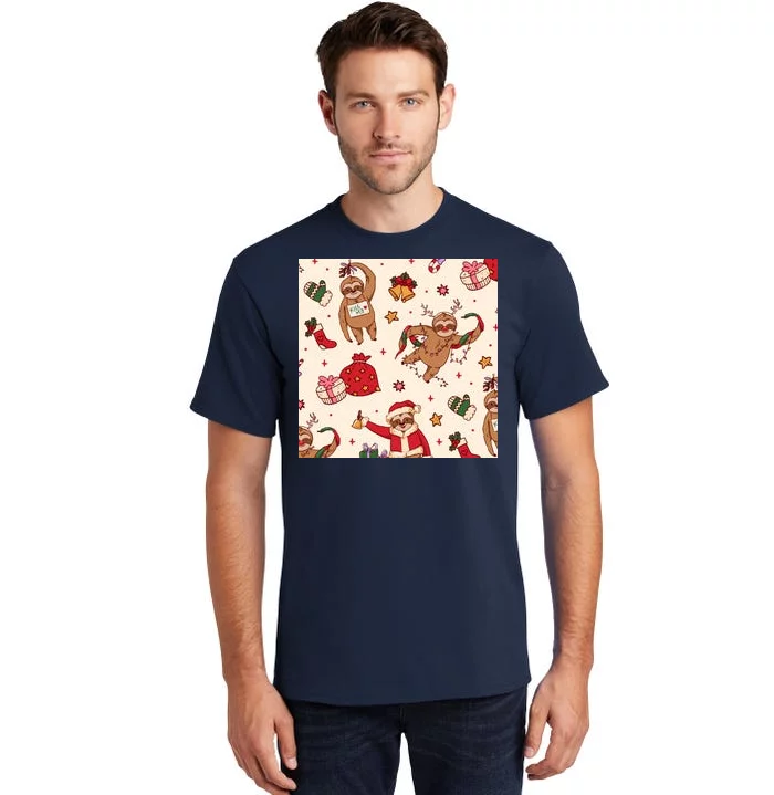 Sloth Christmas Holiday Tall T-Shirt