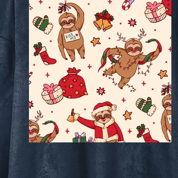 Sloth Christmas Holiday Hooded Wearable Blanket