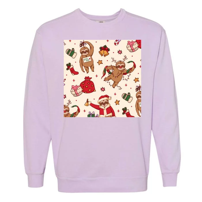 Sloth Christmas Holiday Garment-Dyed Sweatshirt