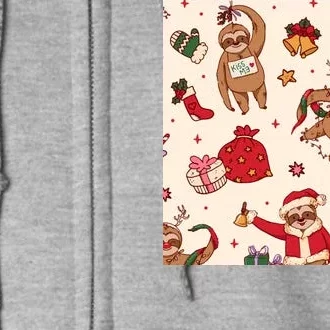 Sloth Christmas Holiday Full Zip Hoodie