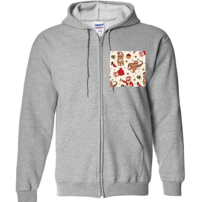 Sloth Christmas Holiday Full Zip Hoodie