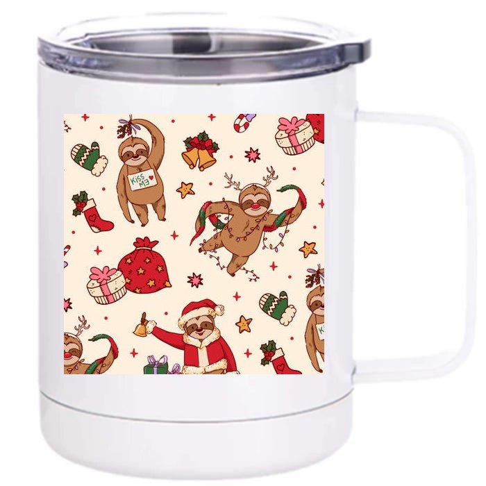 Sloth Christmas Holiday Front & Back 12oz Stainless Steel Tumbler Cup