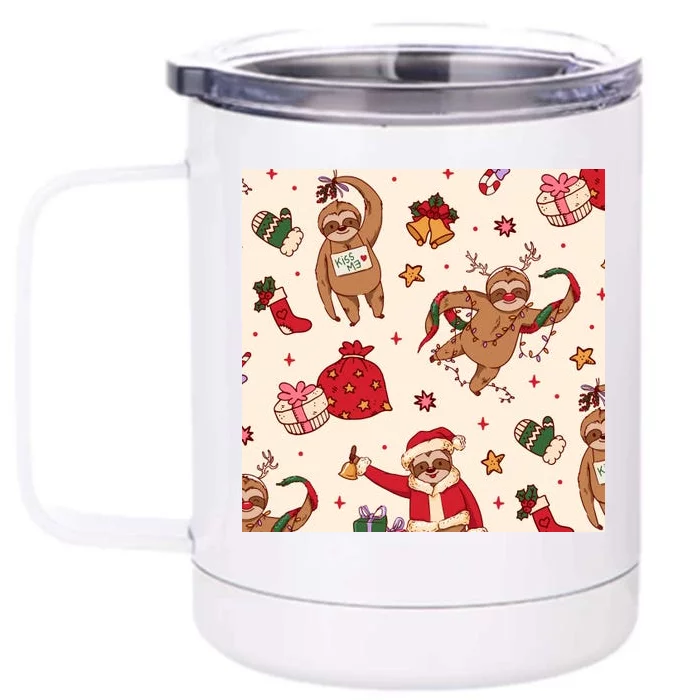 Sloth Christmas Holiday Front & Back 12oz Stainless Steel Tumbler Cup