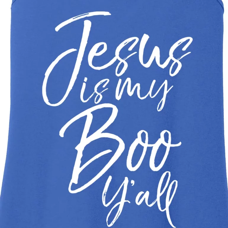 Southern Christian Halloween Ghost Pun Jesus Is My Boo YAll Gift Ladies Essential Tank