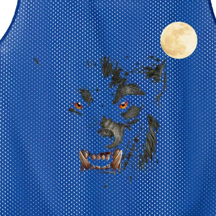 Scary Cool Halloween Werewolf Lychan Trick Or Treat Party Mesh Reversible Basketball Jersey Tank