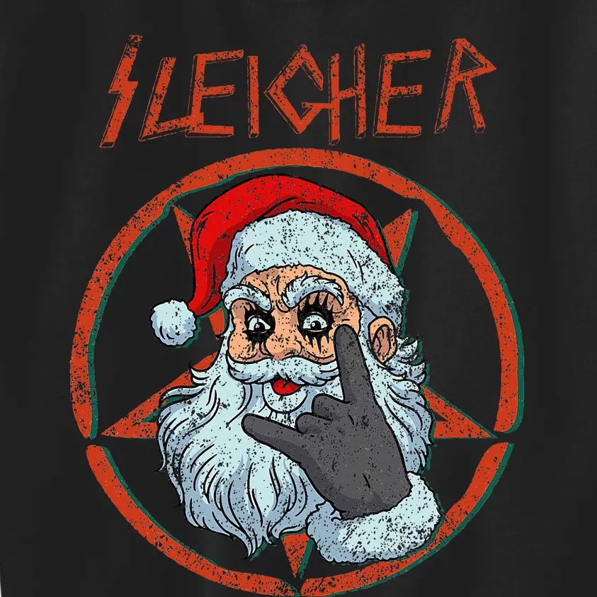 Sleigher Christmas Heavy Metal Xmas Hail Santa Kids Sweatshirt