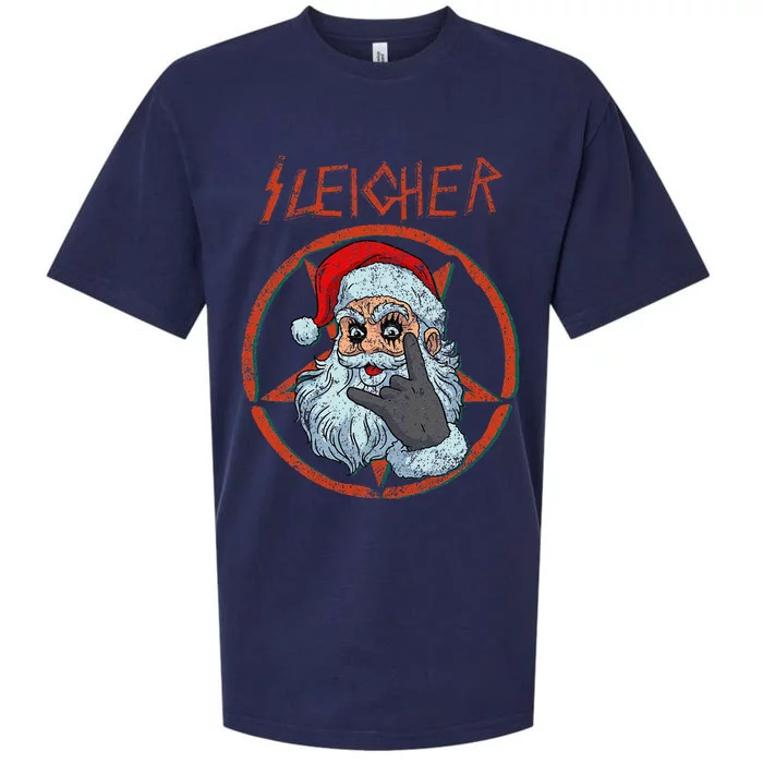 Sleigher Christmas Heavy Metal Xmas Hail Santa Sueded Cloud Jersey T-Shirt