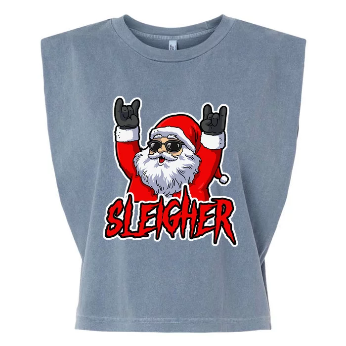 Sleigher Christmas Heavy Metal Xmas Hail Santa Garment-Dyed Women's Muscle Tee