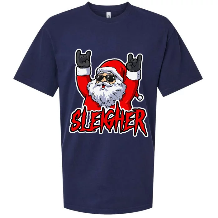 Sleigher Christmas Heavy Metal Xmas Hail Santa Sueded Cloud Jersey T-Shirt