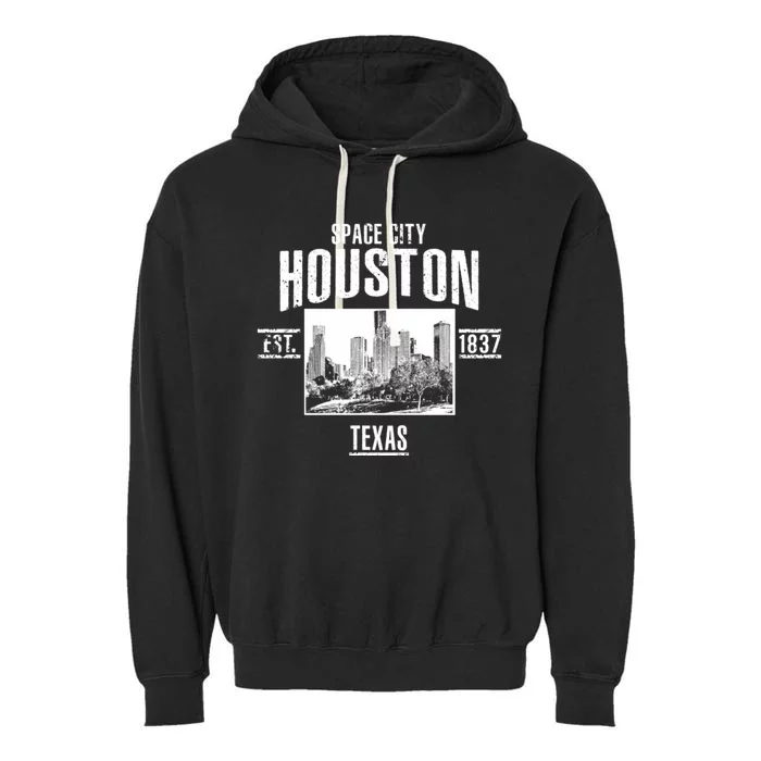 Space City Houston Est 1837 Texas Garment-Dyed Fleece Hoodie