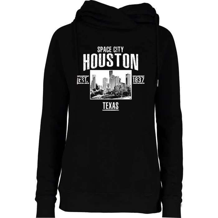 Space City Houston Est 1837 Texas Womens Funnel Neck Pullover Hood