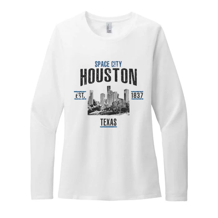 Space City Houston Est 1837 Texas Womens CVC Long Sleeve Shirt