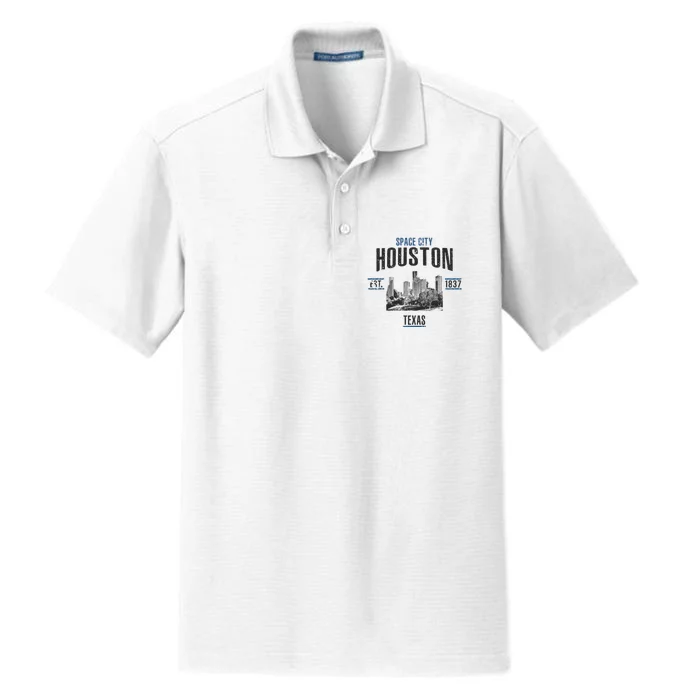 Space City Houston Est 1837 Texas Dry Zone Grid Performance Polo