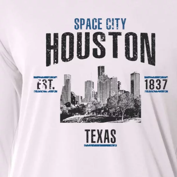 Space City Houston Est 1837 Texas Cooling Performance Long Sleeve Crew