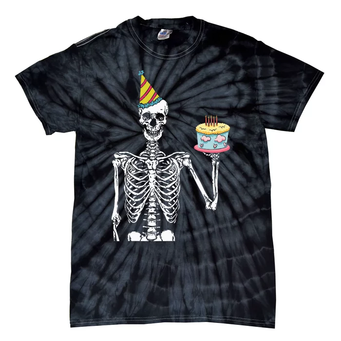 Spooky Celebration Hilarious Skeleton Birthday Party Outfit Tie-Dye T-Shirt