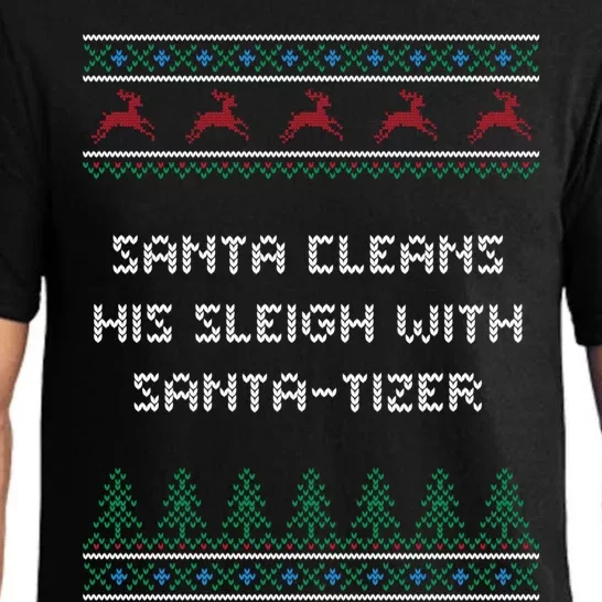 Santa Cleans His Sleigh With Santatizer Christmas Dad Jokes Gift Pajama Set