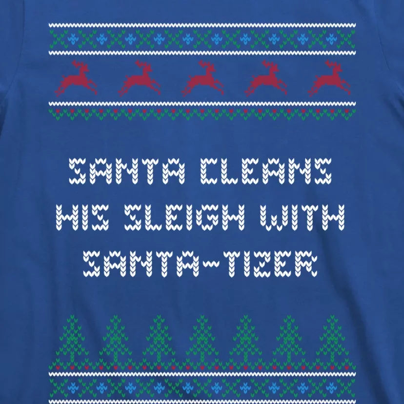 Santa Cleans His Sleigh With Santatizer Christmas Dad Jokes Gift T-Shirt