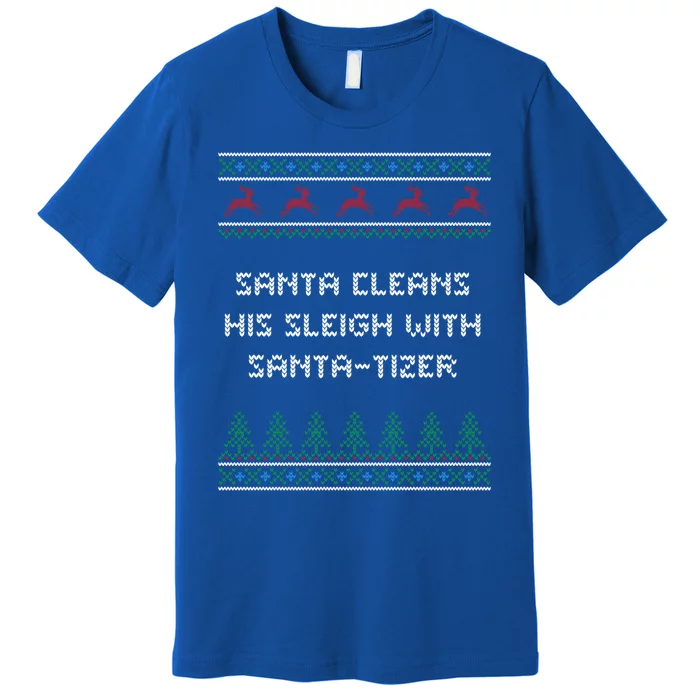 Santa Cleans His Sleigh With Santatizer Christmas Dad Jokes Gift Premium T-Shirt