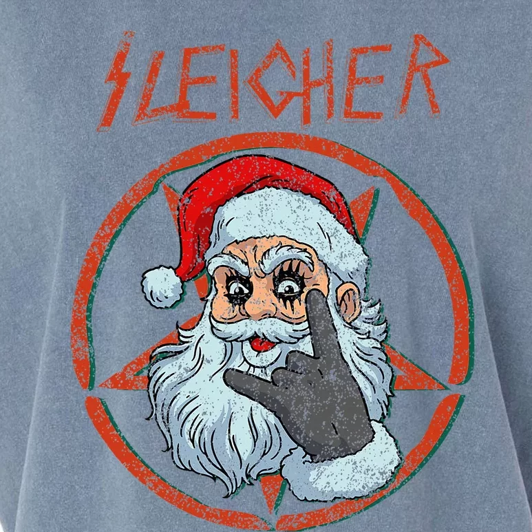 Sleigher Christmas Heavy Metal Xmas Hail Santa Garment-Dyed Women's Muscle Tee