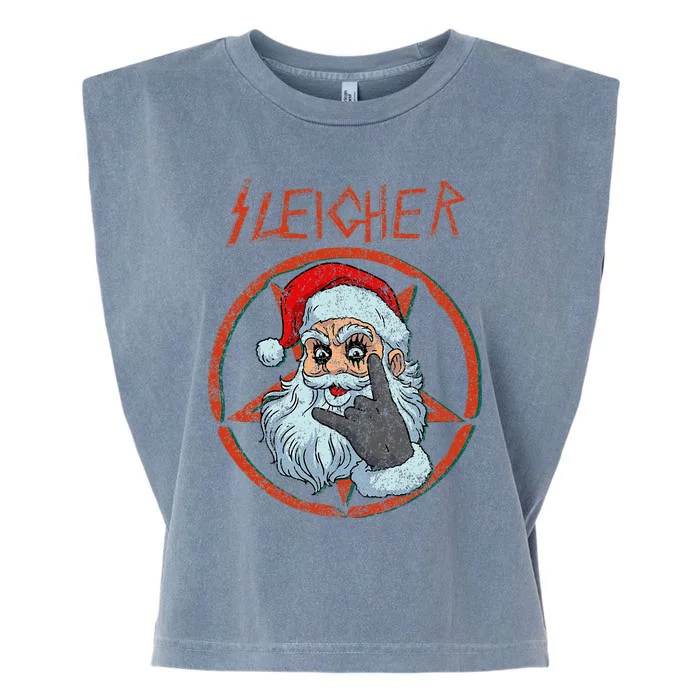 Sleigher Christmas Heavy Metal Xmas Hail Santa Garment-Dyed Women's Muscle Tee