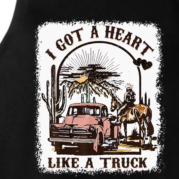 Sunset Cowgirl Heart Truck Cowboy Country Ladies Tri-Blend Wicking Tank