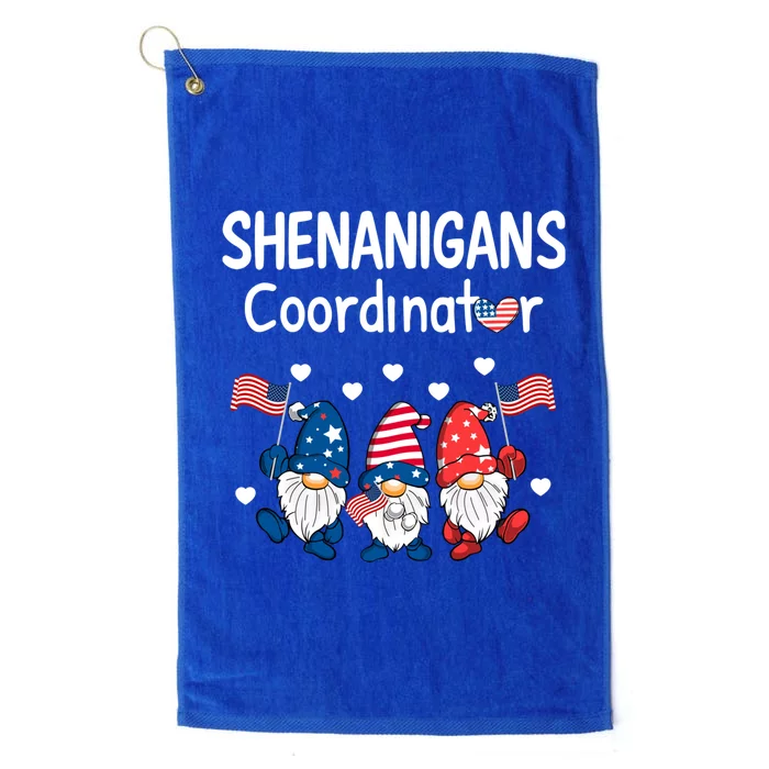 Shenanigans Coordinator Happy 4th Of July Gnomes Patriotic Gift Platinum Collection Golf Towel