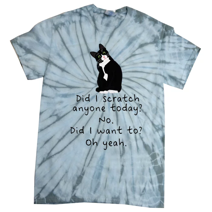 Sarcastic Cat Have I Scratched Anyone Today Funny Black Cat Tie-Dye T-Shirt