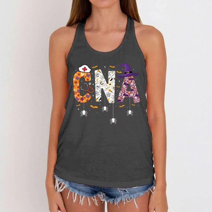 Spooky Cna Halloween Theme Women's Knotted Racerback Tank