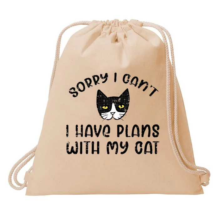 Sorry Cant Have Plans With Cat Drawstring Bag