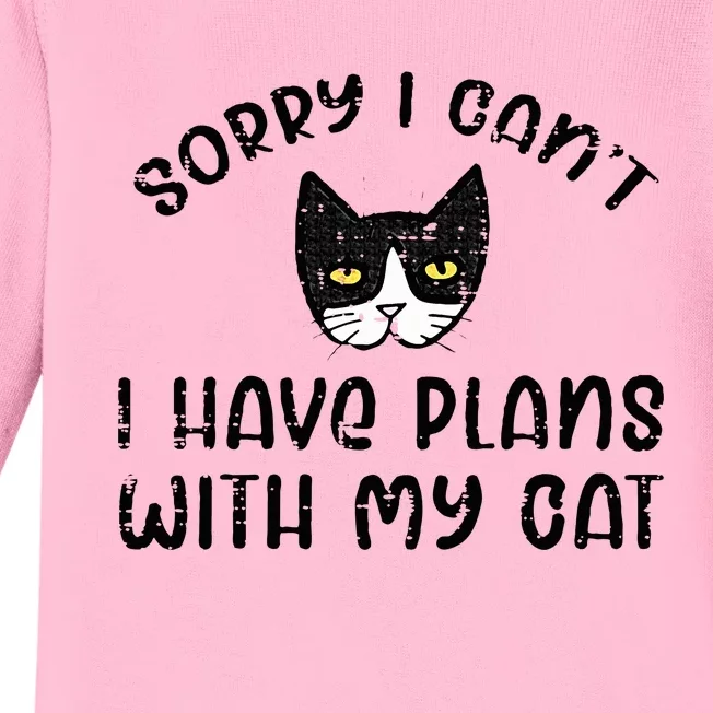 Sorry Cant Have Plans With Cat Baby Long Sleeve Bodysuit