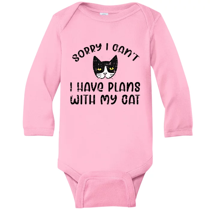 Sorry Cant Have Plans With Cat Baby Long Sleeve Bodysuit