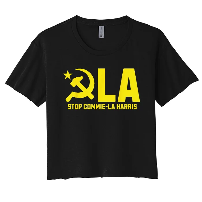 Stop Commiela Harris Kamala Communism Trump Supporter 2024 Women's Crop Top Tee